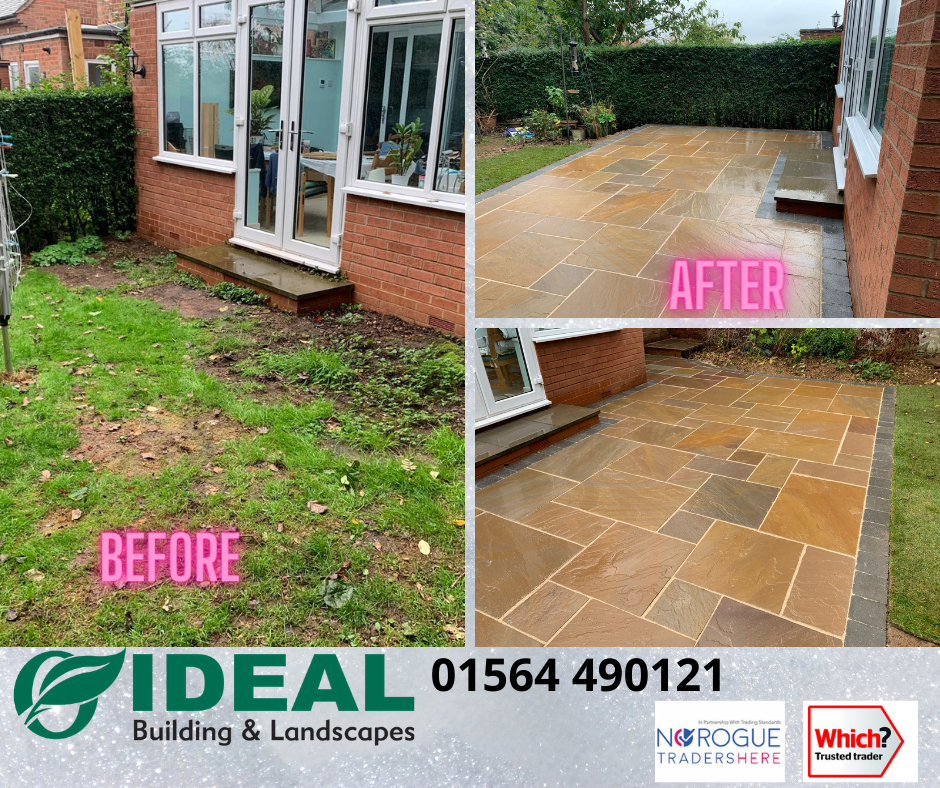 Before and After Natural Stone Patio in Selly Oak, Birmingham B29